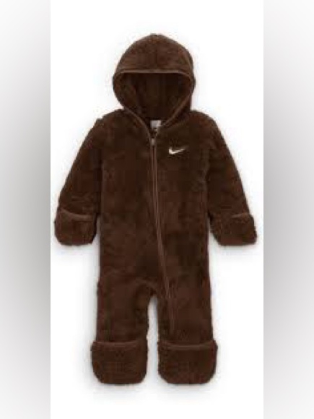 Nike Hooded Sherpa Coverall Baby infant Coverall in Brown, Size 6m